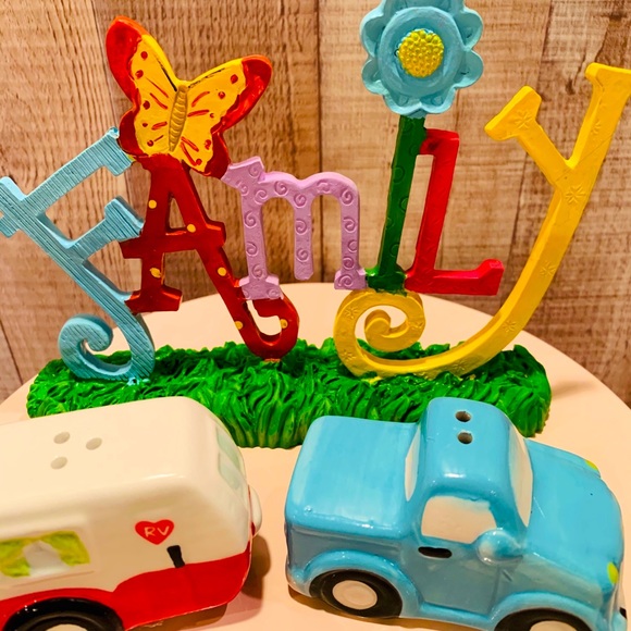 Family Sign & Blue Truck & RV Salt & Pepper Set - Picture 2 of 16